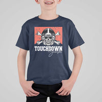 Funny American Football T Shirt For Kid Touchdown Season Cowboy Skull Football Player Helmet - Wonder Print Shop