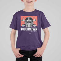 Funny American Football T Shirt For Kid Touchdown Season Cowboy Skull Football Player Helmet - Wonder Print Shop