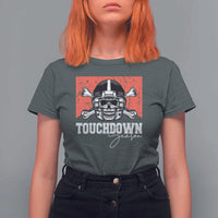 Funny American Football T Shirt For Women Touchdown Season Cowboy Skull Football Player Helmet - Wonder Print Shop