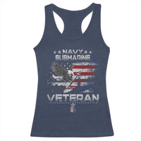Navy Submarine Veteran Racerback Tank Top Military Patriotic Vintage American Flag