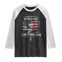 Navy Submarine Veteran Raglan Shirt Military Patriotic Vintage American Flag
