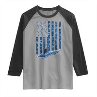 Patriotic Submarine Veteran Raglan Shirt Submariner Vintage Camo American Flag - Wonder Print Shop