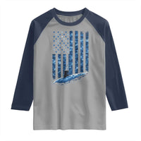 Patriotic Submarine Veteran Raglan Shirt Submariner Vintage Camo American Flag - Wonder Print Shop