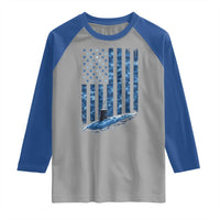 Patriotic Submarine Veteran Raglan Shirt Submariner Vintage Camo American Flag - Wonder Print Shop
