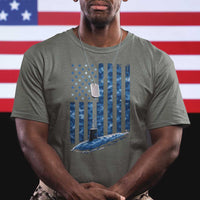 Patriotic Submarine Veteran T Shirt Submariner Vintage Camo American Flag - Wonder Print Shop