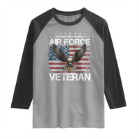 Air Force Veteran Raglan Shirt Bald Eagle Vintage American Flag - Wonder Print Shop