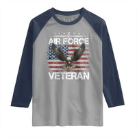 Air Force Veteran Raglan Shirt Bald Eagle Vintage American Flag - Wonder Print Shop
