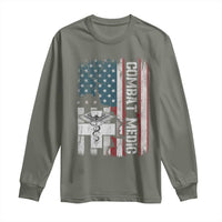 Combat Medic Soldier Long Sleeve Shirt Medical Military American Flag - Wonder Print Shop