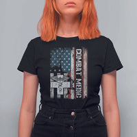 Combat Medic Soldier T Shirt For Women Medical Military American Flag - Wonder Print Shop