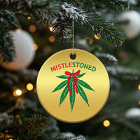 Funny Weed Xmas Christmas Ornament Mistlestoned Mistletoe Led Lights - Wonder Print Shop