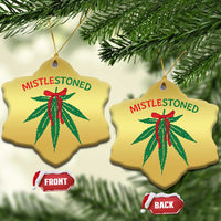 Funny Weed Xmas Christmas Ornament Mistlestoned Mistletoe Led Lights - Wonder Print Shop