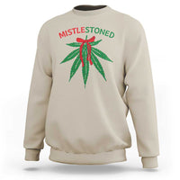 Funny Weed Christmas Sweatshirt Mistlestoned Mistletoe Led Lights - Wonder Print Shop