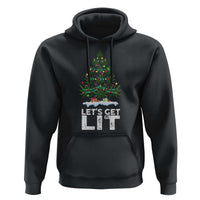 Funny Christmas Weed Hoodie Let's Get Lit Weeds Xmas Tree