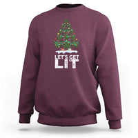 Funny Christmas Weed Sweatshirt Let's Get Lit Weeds Xmas Tree - Wonder Print Shop