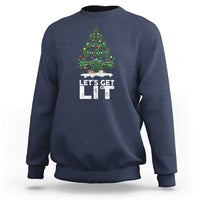 Funny Christmas Weed Sweatshirt Let's Get Lit Weeds Xmas Tree - Wonder Print Shop