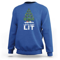 Funny Christmas Weed Sweatshirt Let's Get Lit Weeds Xmas Tree - Wonder Print Shop