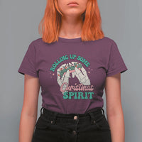Funny Weed Christmas T Shirt For Women Rolling Up Some Christmas Spirit Skeleton Hand - Wonder Print Shop