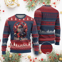 Funny Xmas Hail Santa Ugly Christmas Sweater Sleigher Heavy Metal - Wonder Print Shop