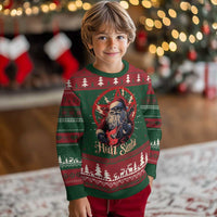 Funny Xmas Hail Santa Ugly Christmas Sweater Sleigher Heavy Metal - Wonder Print Shop