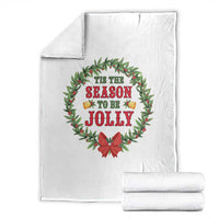 Funny Weed Christmas Throw Blanket Tis The Season To Be Jolly Xmas Wreath - Wonder Print Shop