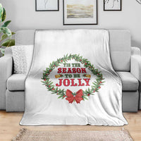 Funny Weed Christmas Throw Blanket Tis The Season To Be Jolly Xmas Wreath - Wonder Print Shop