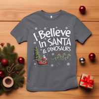 Funny Christmas Dino T Shirt I Believe In Santa And Dinosaur - Wonder Print Shop