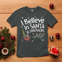 Funny Christmas Dino T Shirt I Believe In Santa And Dinosaur - Wonder Print Shop