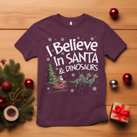 Funny Christmas Dino T Shirt I Believe In Santa And Dinosaur - Wonder Print Shop