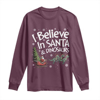Funny Christmas Dino Long Sleeve Shirt I Believe In Santa And Dinosaur - Wonder Print Shop