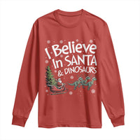 Funny Christmas Dino Long Sleeve Shirt I Believe In Santa And Dinosaur - Wonder Print Shop