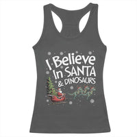 Funny Christmas Dino Racerback Tank Top I Believe In Santa And Dinosaur - Wonder Print Shop