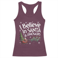 Funny Christmas Dino Racerback Tank Top I Believe In Santa And Dinosaur - Wonder Print Shop