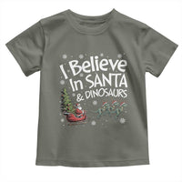 Funny Christmas Dino Toddler T Shirt I Believe In Santa And Dinosaur - Wonder Print Shop