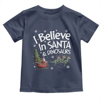 Funny Christmas Dino Toddler T Shirt I Believe In Santa And Dinosaur - Wonder Print Shop