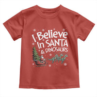 Funny Christmas Dino Toddler T Shirt I Believe In Santa And Dinosaur - Wonder Print Shop