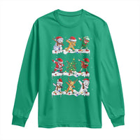 Dabbing Santa Elf Friends Christmas Light Long Sleeve Shirt - Wonder Print Shop
