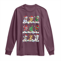 Dabbing Santa Elf Friends Christmas Light Long Sleeve Shirt - Wonder Print Shop