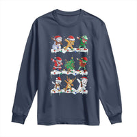 Dabbing Santa Elf Friends Christmas Light Long Sleeve Shirt - Wonder Print Shop