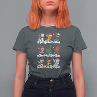 Dabbing Santa Elf Friends Christmas Light T Shirt For Women - Wonder Print Shop