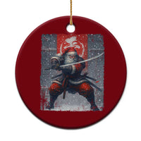 Christmas Samurai Santa Ceramic Ornament Japanese Xmas Warrior Sword Katana - Wonder Print Shop