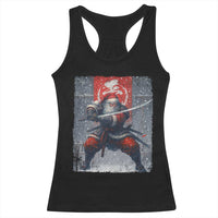 Christmas Samurai Santa Racerback Tank Top Japanese Xmas Warrior Sword Katana - Wonder Print Shop