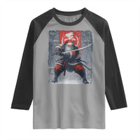 Christmas Samurai Santa Raglan Shirt Japanese Xmas Warrior Sword Katana - Wonder Print Shop