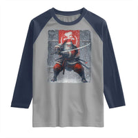Christmas Samurai Santa Raglan Shirt Japanese Xmas Warrior Sword Katana - Wonder Print Shop