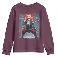 Christmas Samurai Santa Youth Sweatshirt Japanese Xmas Warrior Sword Katana - Wonder Print Shop