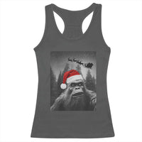 Funny Bigfoot Santas Sleigh Selfie Christmas Racerback Tank Top - Wonder Print Shop