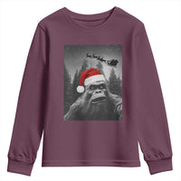 Funny Bigfoot Santas Sleigh Selfie Christmas Youth Sweatshirt - Wonder Print Shop