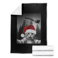 Funny Cat Selfie With Santas Sleigh Christmas Throw Blanket - Wonder Print Shop