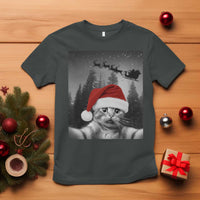 Funny Cat Selfie With Santas Sleigh Christmas T Shirt - Wonder Print Shop