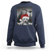 Funny Cat Selfie With Santas Sleigh Christmas Sweatshirt - Wonder Print Shop