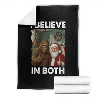 Funny Christmas Santa Bigfoot Throw Blanket I Believe In Both Xmas Holiday - Wonder Print Shop
